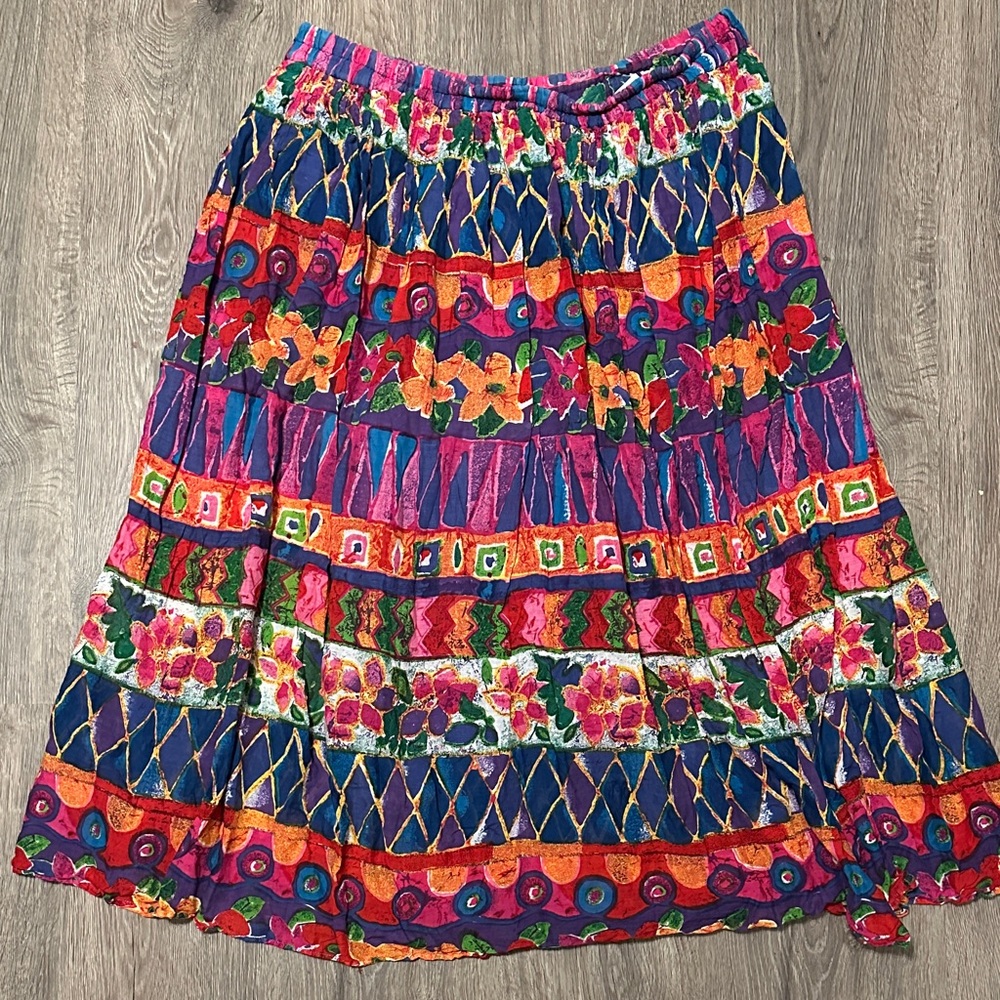Blue Cabana Vibrant Multicolor A-Line Skirt